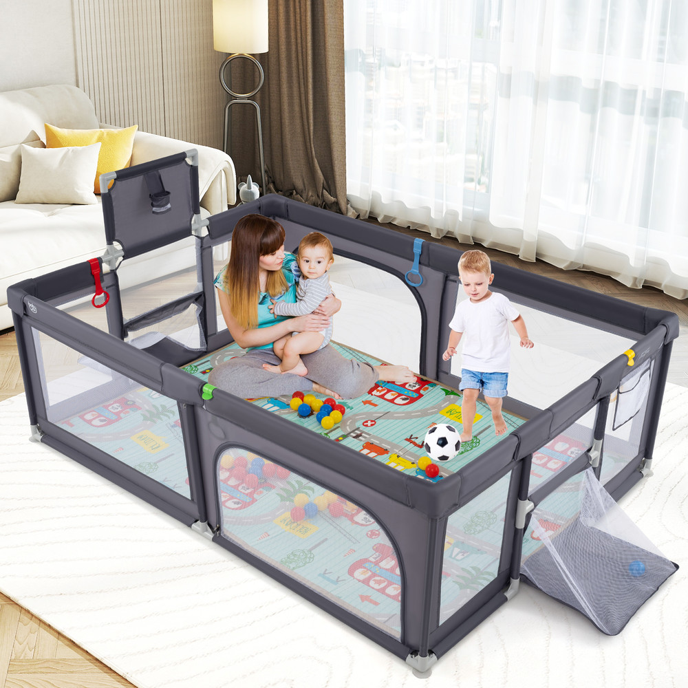 Spacious Large Baby Playpen With Mat And Ocean Balls Indoor Toddler Activity Center Play Yard 1