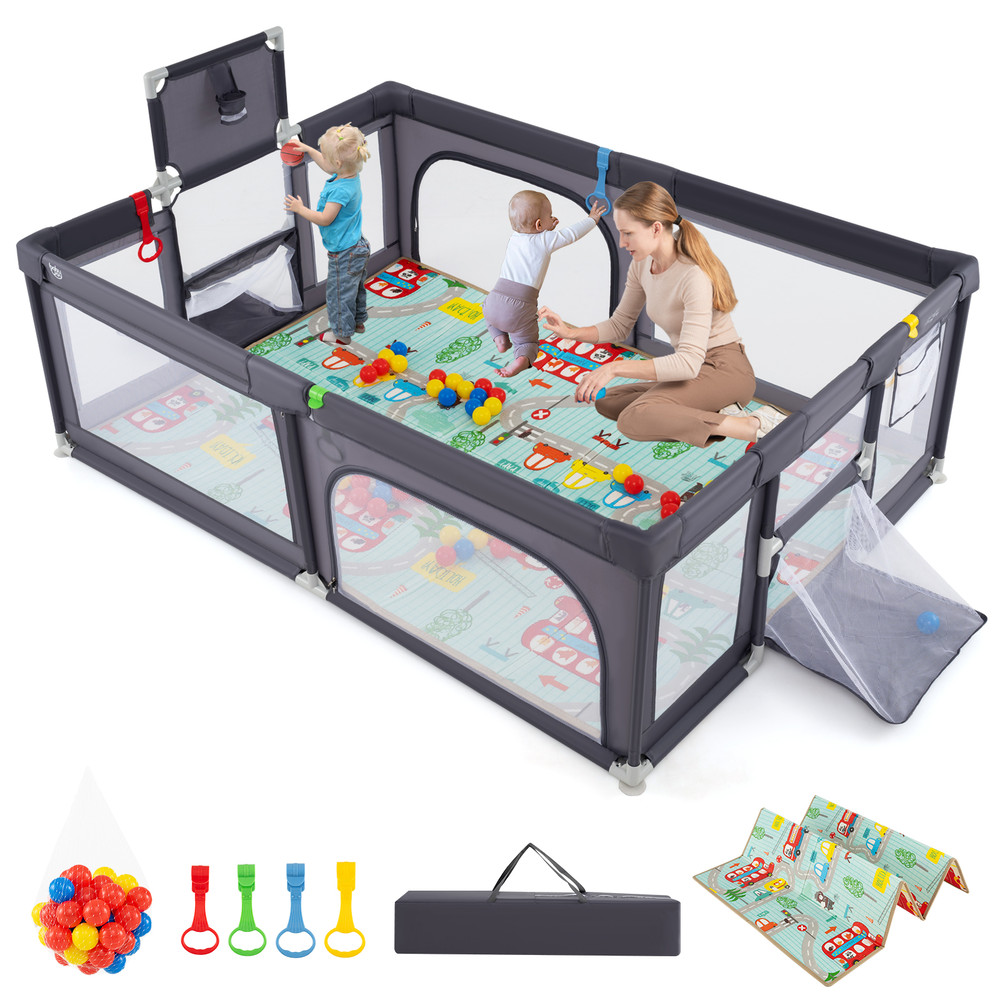 Spacious Large Baby Playpen With Mat And Ocean Balls Indoor Toddler Activity Center Play Yard 7