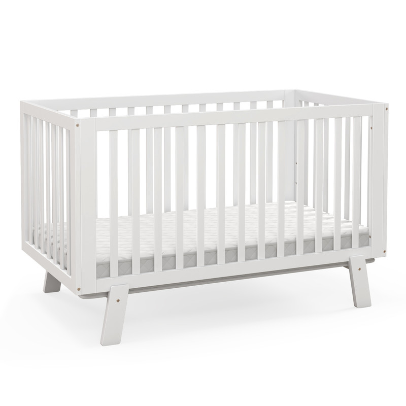 Rubber Wood Baby Crib With Adjustable Mattress Heights And Guardrails Solid Wood Infant Cot With 3L 5