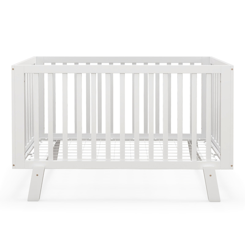 Rubber Wood Baby Crib With Adjustable Mattress Heights And Guardrails Solid Wood Infant Cot With 3L 6
