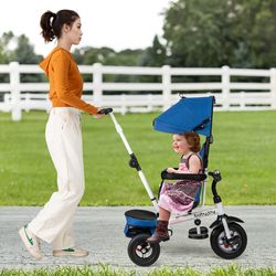 foldable trike stroller with adjustable canopy safe & reversible seat for toddlers
