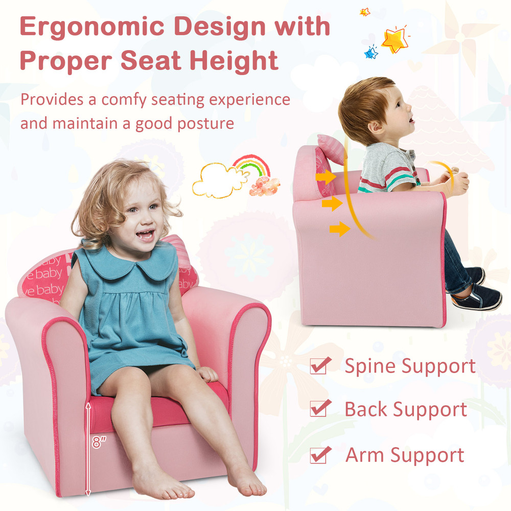 Original Kids Sofa With Armrest And Thick Cushion Adorable 3D Toddler Armchair For Reading Play 1