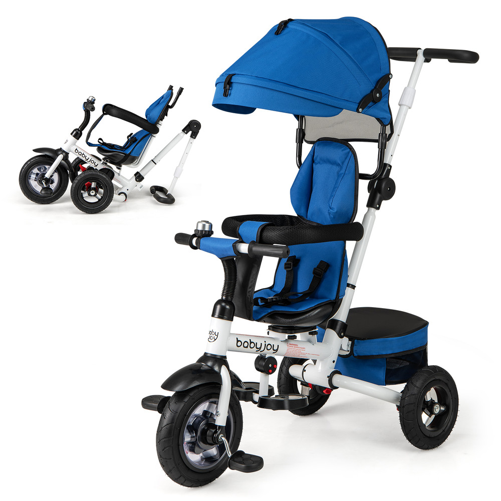 Foldable Trike Stroller with Adjustable Canopy Safe & Reversible Seat for Toddlers