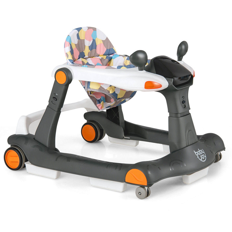 2-in-1 Foldable Baby Walker with Adjustable Height Push Walker Toy & First Steps Walker