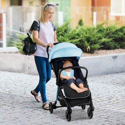 one hand folding lightweight baby stroller with aluminum frame, portable travel stroller for toddlers 6-36 months