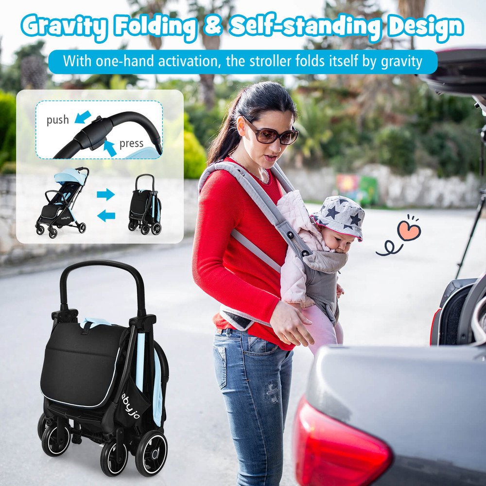 One Hand Folding Lightweight Baby Stroller with Aluminum Frame, Portable Travel Stroller for Toddlers 6-36 Months
