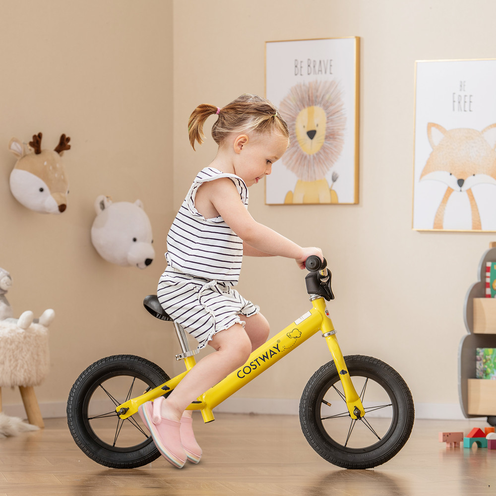 12 Inch Toddler Balance Bike with Height Adjustable Handlebar & Seat, Safe & Durable