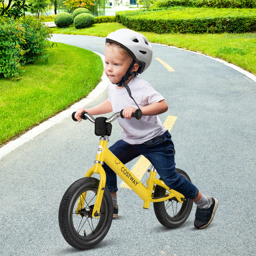12 Inch Toddler Balance Bike with Height Adjustable Handlebar & Seat, Safe & Durable