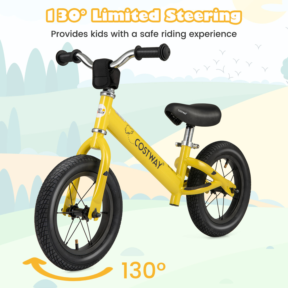 12 Inch Toddler Balance Bike with Height Adjustable Handlebar & Seat, Safe & Durable