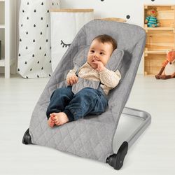 baby bouncer seat with aluminum & metal frame, lightweight & foldable