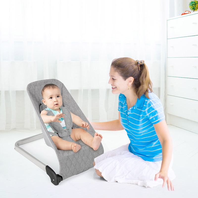 Baby Bouncer Seat with Aluminum & Metal Frame, Lightweight & Foldable