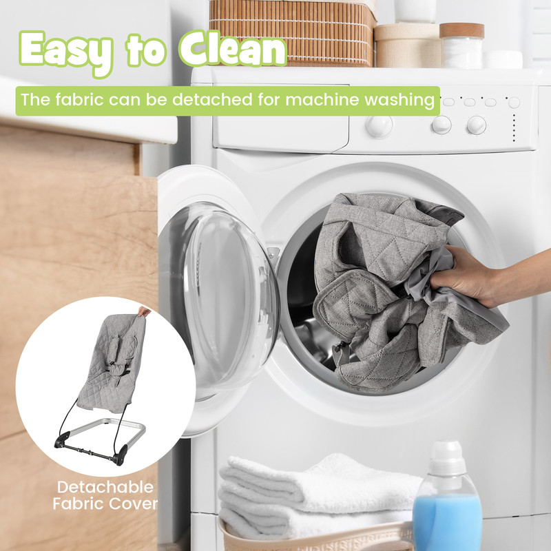 Baby Bouncer Seat with Aluminum & Metal Frame, Lightweight & Foldable