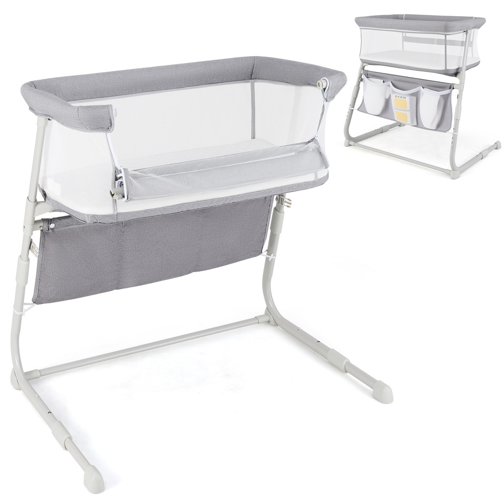 Baby Bassinet Bedside Crib with Adjustable Height & Comfy Mattress