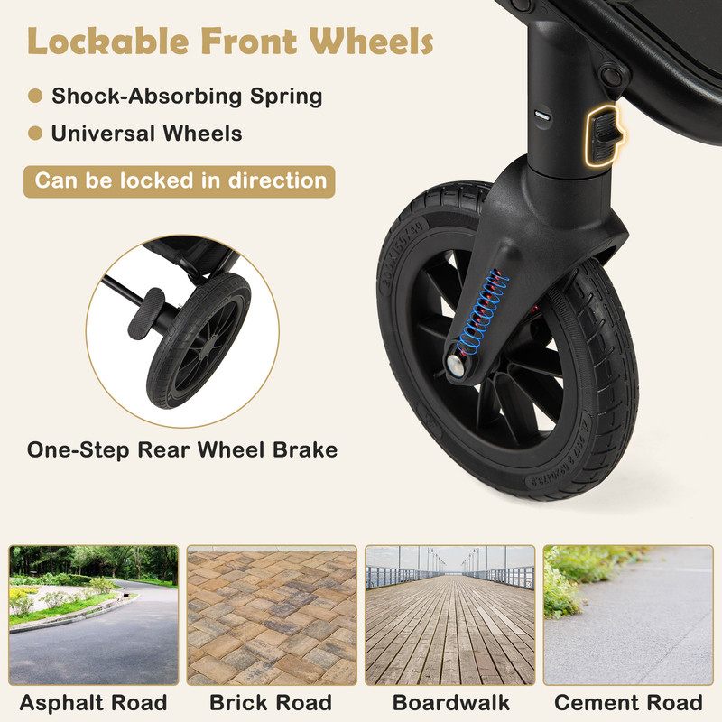 3-in-1 Folding Convertible Newborn Stroller with Detachable Bassinet, Lightweight & Reversible