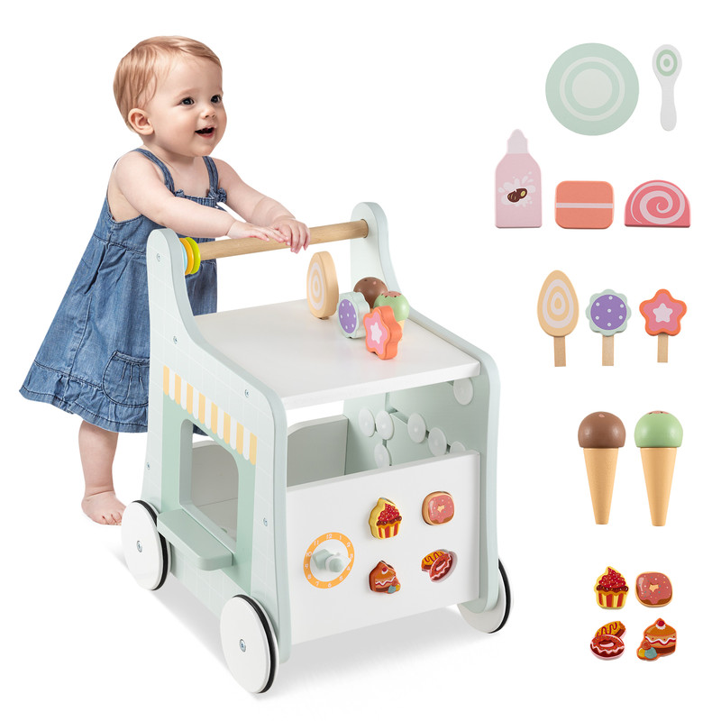 2in1 Baby Walker With Storage And Ice Creams For 1 Years Old Montessori Push Walker Activity Stati 5