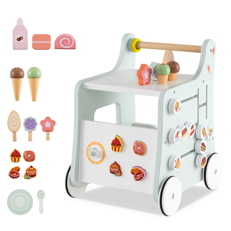 2in1 Baby Walker With Storage And Ice Creams For 1 Years Old Montessori Push Walker Activity Stati 6