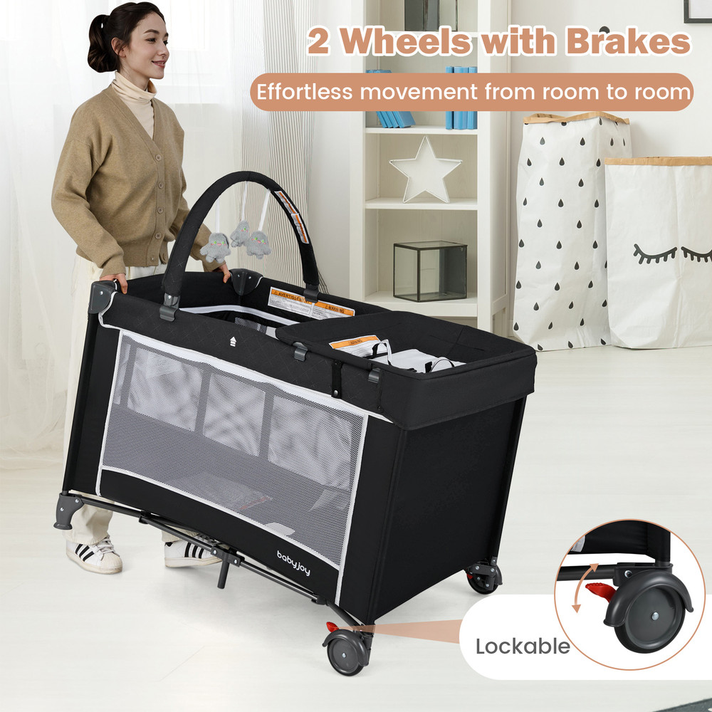 3in1 Portable Baby Crib And Playpen With Changing Table TravelFriendly Nursery Center For Babies 03 5