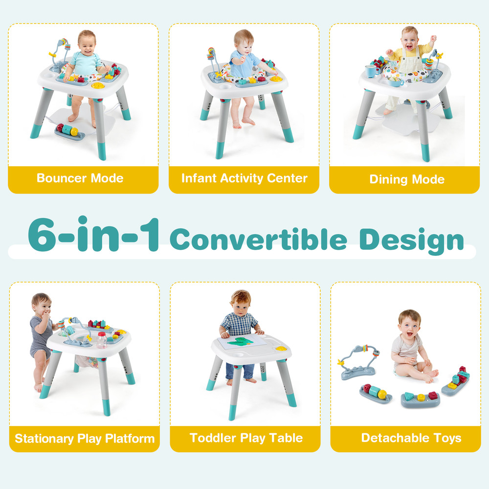 6in1 Baby Activity Center Infant Jumper Toddler Table Convertible Bouncer Play Station Dining Sea 4
