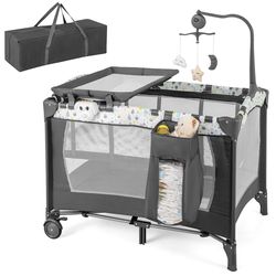 multi functional baby playpen with removable changing table 3 in 1 portable crib & bassinet