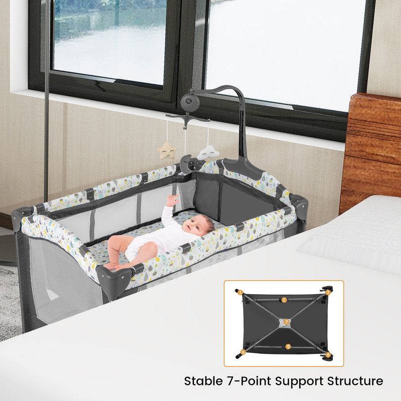 Multi Functional Baby Playpen with Removable Changing Table 3 in 1 Portable Crib & Bassinet
