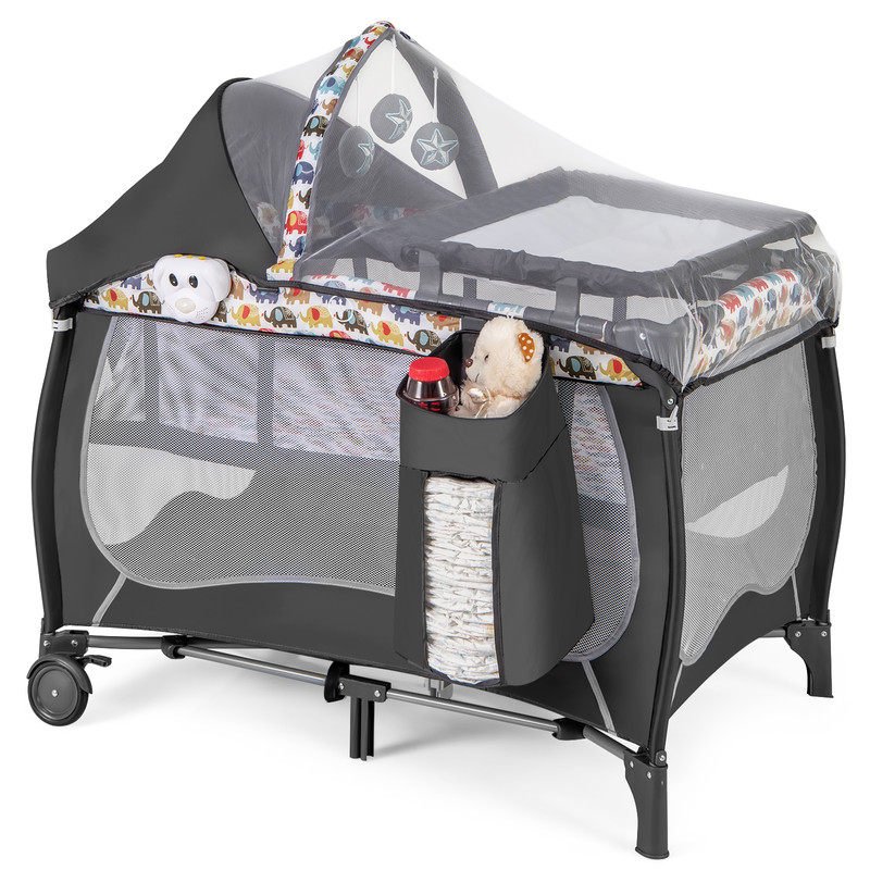 4 in 1 Portable Baby Nursery Center with Net, Music Box & Changing Table