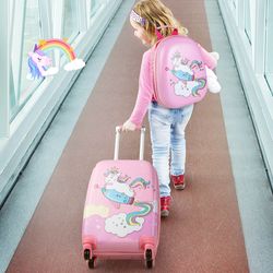 2 piece kids luggage set 18 carry on suitcase with 12 inch backpack for travelinch