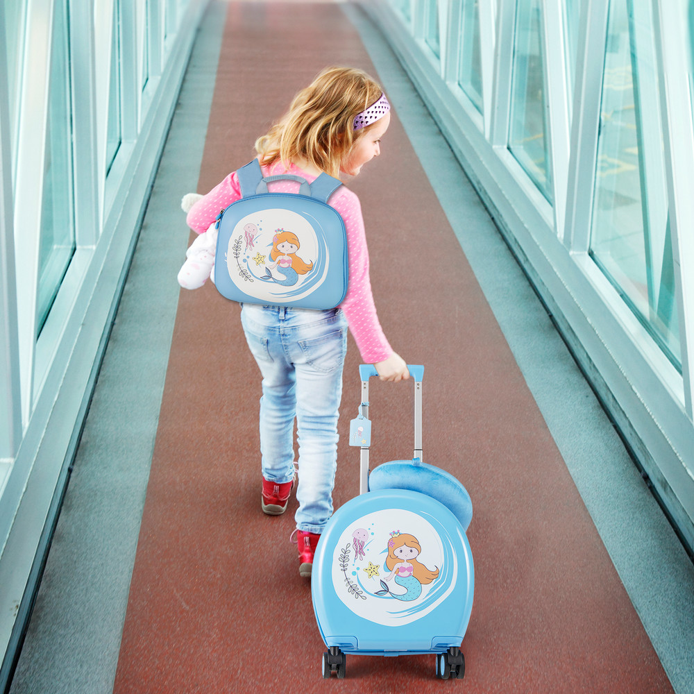 Kids Luggage Set with 14-Inch Carry-On Hardside Spinner & 10-Inch Backpack, Toddler Travel Essentials