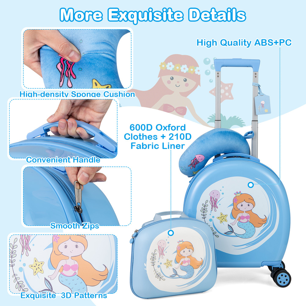 Kids Luggage Set with 14-Inch Carry-On Hardside Spinner & 10-Inch Backpack, Toddler Travel Essentials