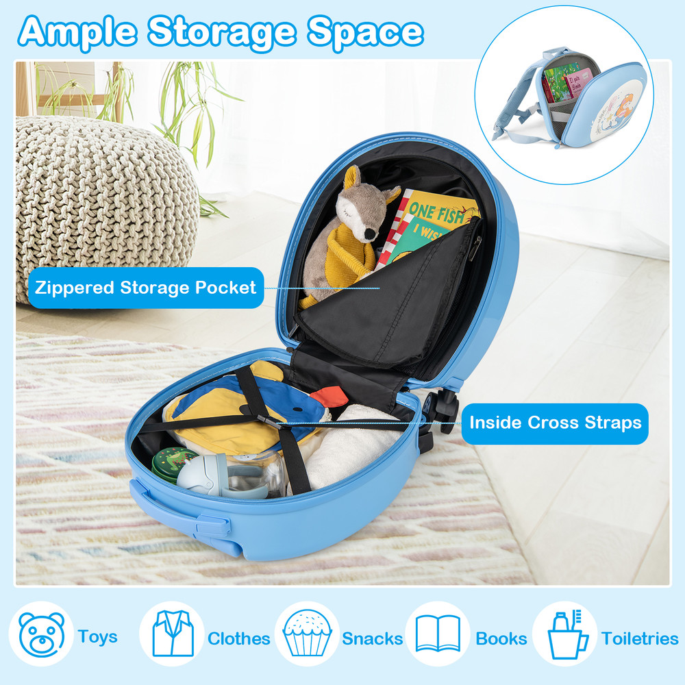 Kids Luggage Set with 14-Inch Carry-On Hardside Spinner & 10-Inch Backpack, Toddler Travel Essentials