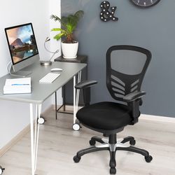 ergonomic mesh office chair with adjustable back & armrests, 300lb capacity reclining task chair