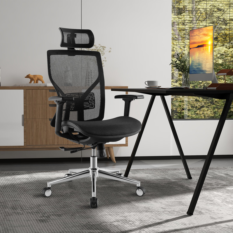 High Back Mesh Executive Chair, Adjustable Lumbar Support & Sliding Seat