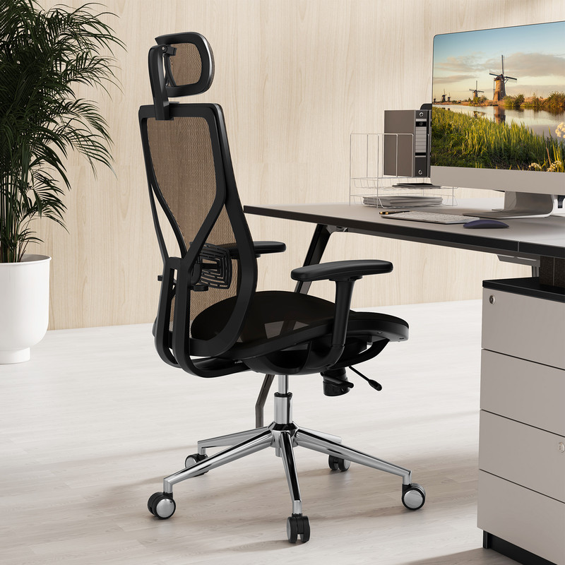 High Back Mesh Executive Chair, Adjustable Lumbar Support & Sliding Seat