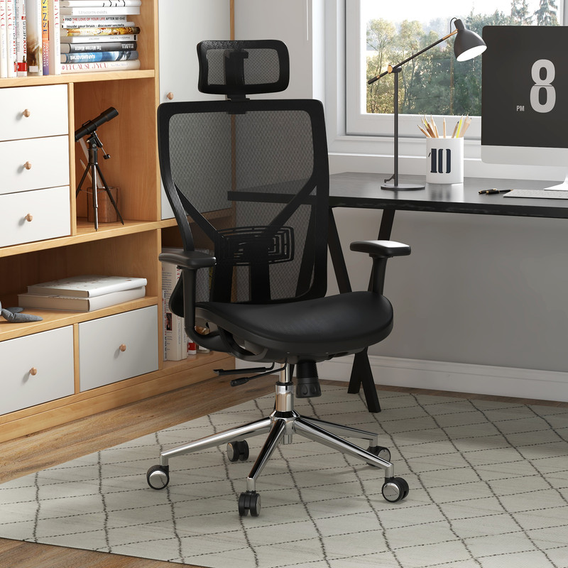 High Back Mesh Executive Chair, Adjustable Lumbar Support & Sliding Seat
