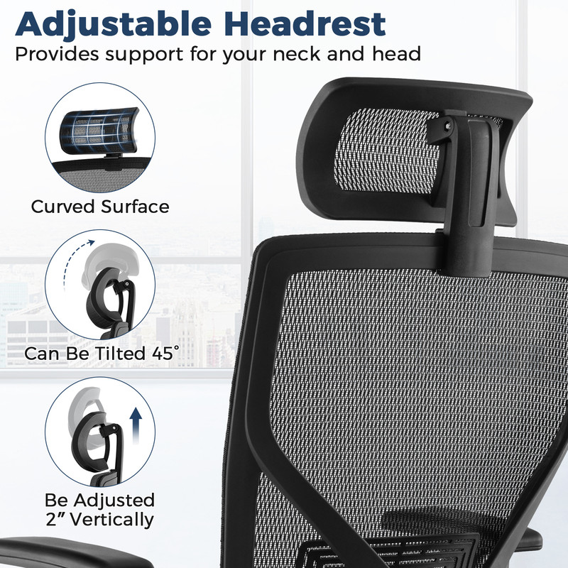 High Back Mesh Executive Chair, Adjustable Lumbar Support & Sliding Seat