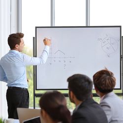 double sided magnetic whiteboard 48x36 inches, mobile, adjustable height, reversible for office & classroom