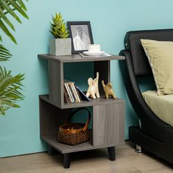 2 piece wooden modern nightstand set with legs sturdy living room side tables