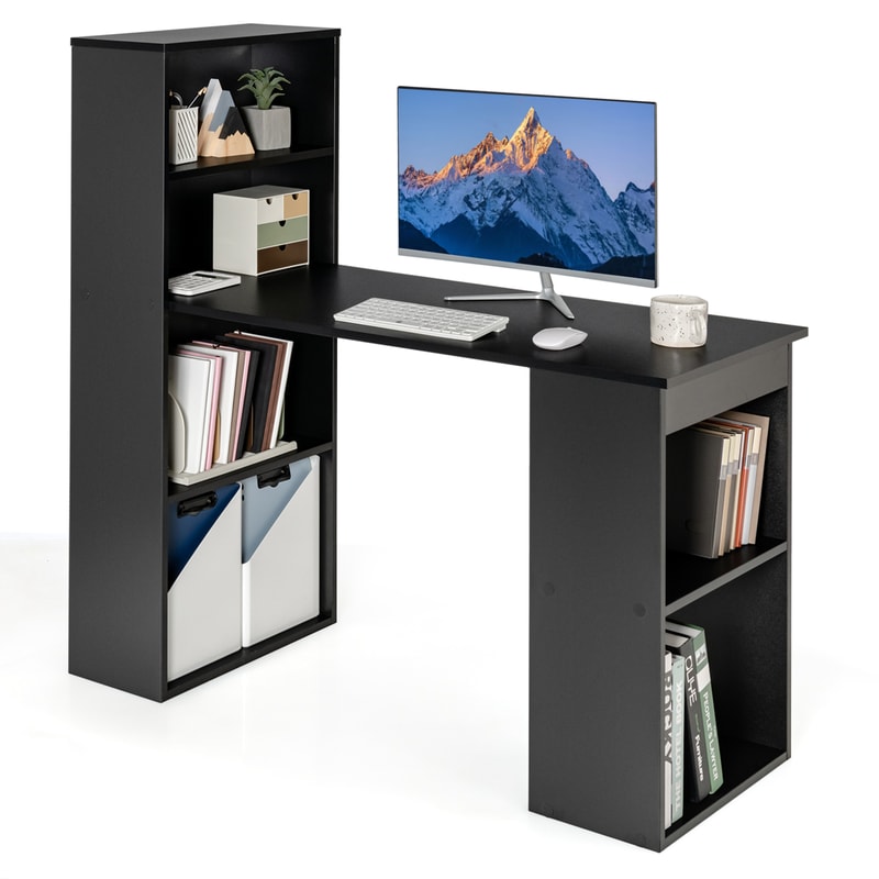 Compact Computer Desk with Storage Shelves, CPU Stand & Modern Office Decor
