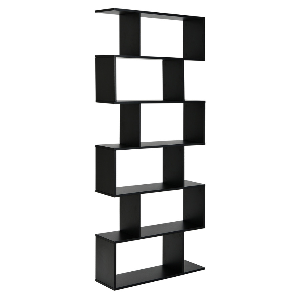 6 Tier SShaped Bookshelf Storage Stylish Display Bookcase Decor ZShelf For Home Office 5