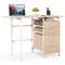 Home Office Folding Computer Laptop Desk Wheeled Table with Drawers Storage, Space Saving Modern Workstation