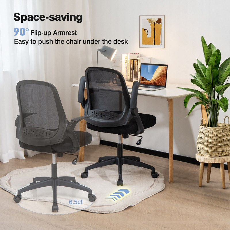 Ergonomic Mesh Office Chair with Flip up Arms, Adjustable Height Swivel Rolling Desk Chair for Home Office Computer Work