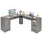 L Shaped Writing Desk with Drawers Corner Computer Workstation Table for Home Office