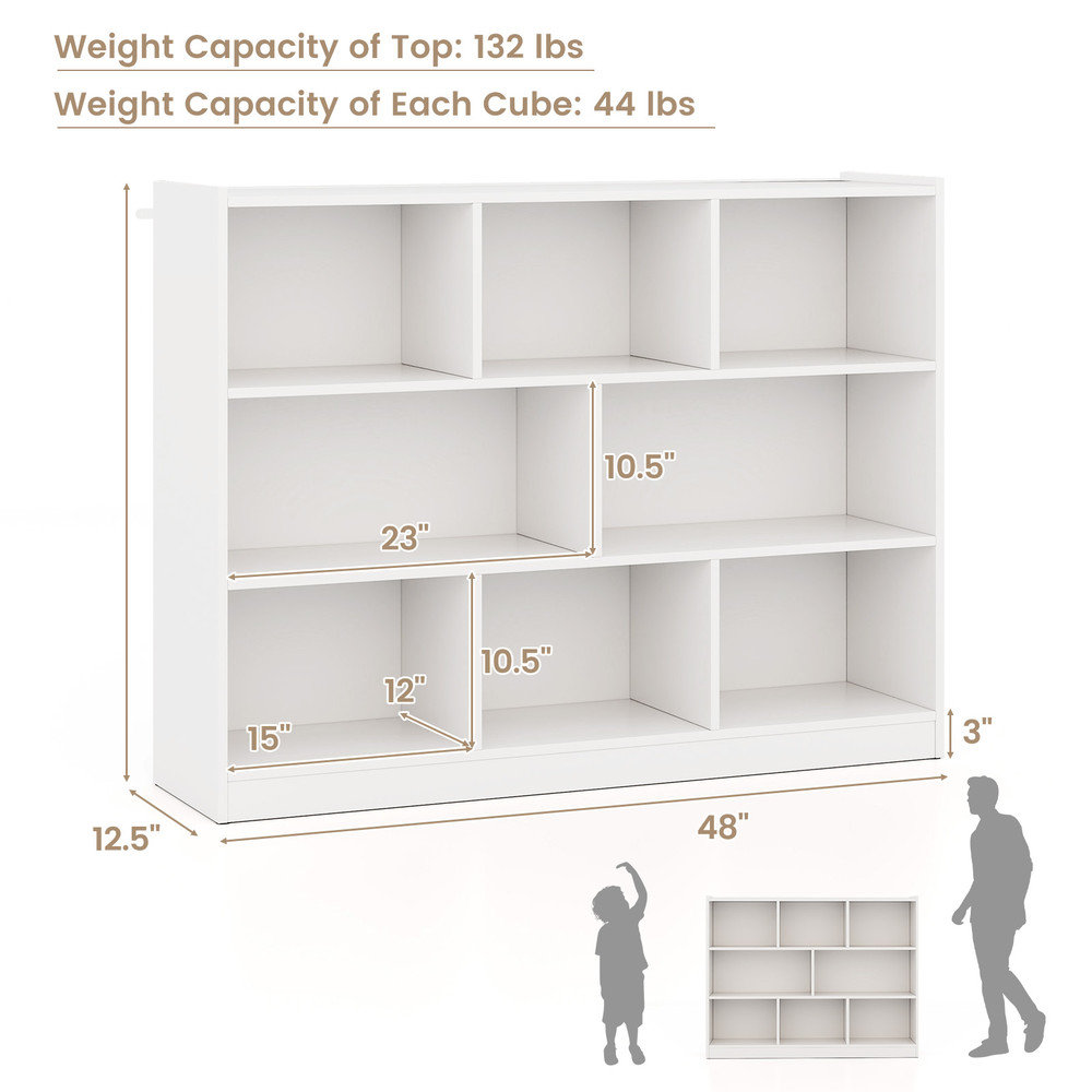 3 Tier Open Bookcase Cube Floor Standing Storage Organizer Shelves Cabinet for Living Room, Bedroom, Office