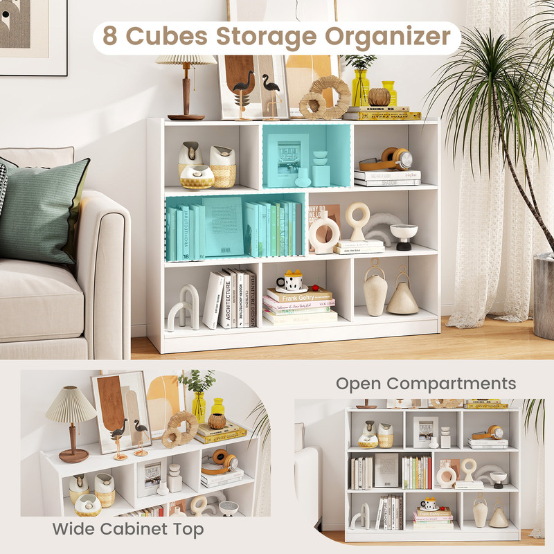3 Tier Open Bookcase Cube Floor Standing Storage Organizer Shelves Cabinet for Living Room, Bedroom, Office