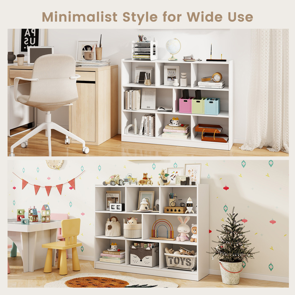 3 Tier Open Bookcase Cube Floor Standing Storage Organizer Shelves Cabinet for Living Room, Bedroom, Office