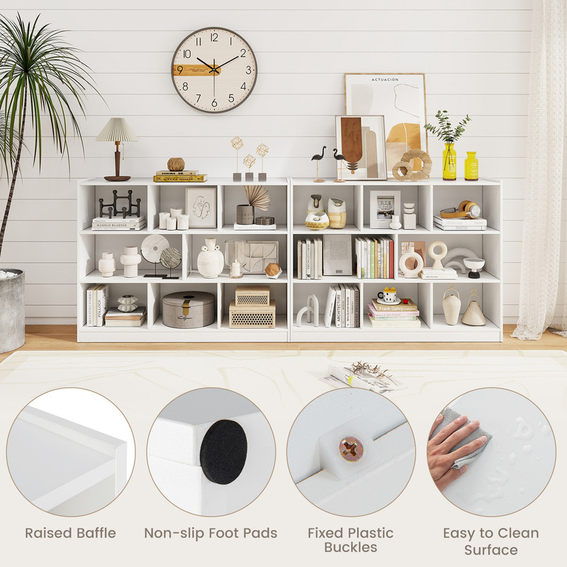 3 Tier Open Bookcase Cube Floor Standing Storage Organizer Shelves Cabinet for Living Room, Bedroom, Office