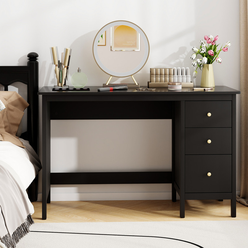 Home Office Computer Desk with 3 Drawers, Modern Writing Table for Study, Bedroom, Workstation or Laptop Setup