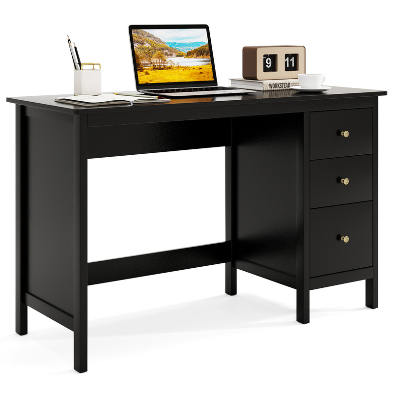 Home Office Computer Desk with 3 Drawers, Modern Writing Table for Study, Bedroom, Workstation or Laptop Setup