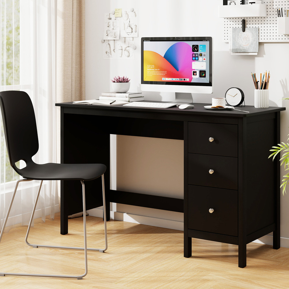 Home Office Computer Desk with 3 Drawers, Modern Writing Table for Study, Bedroom, Workstation or Laptop Setup