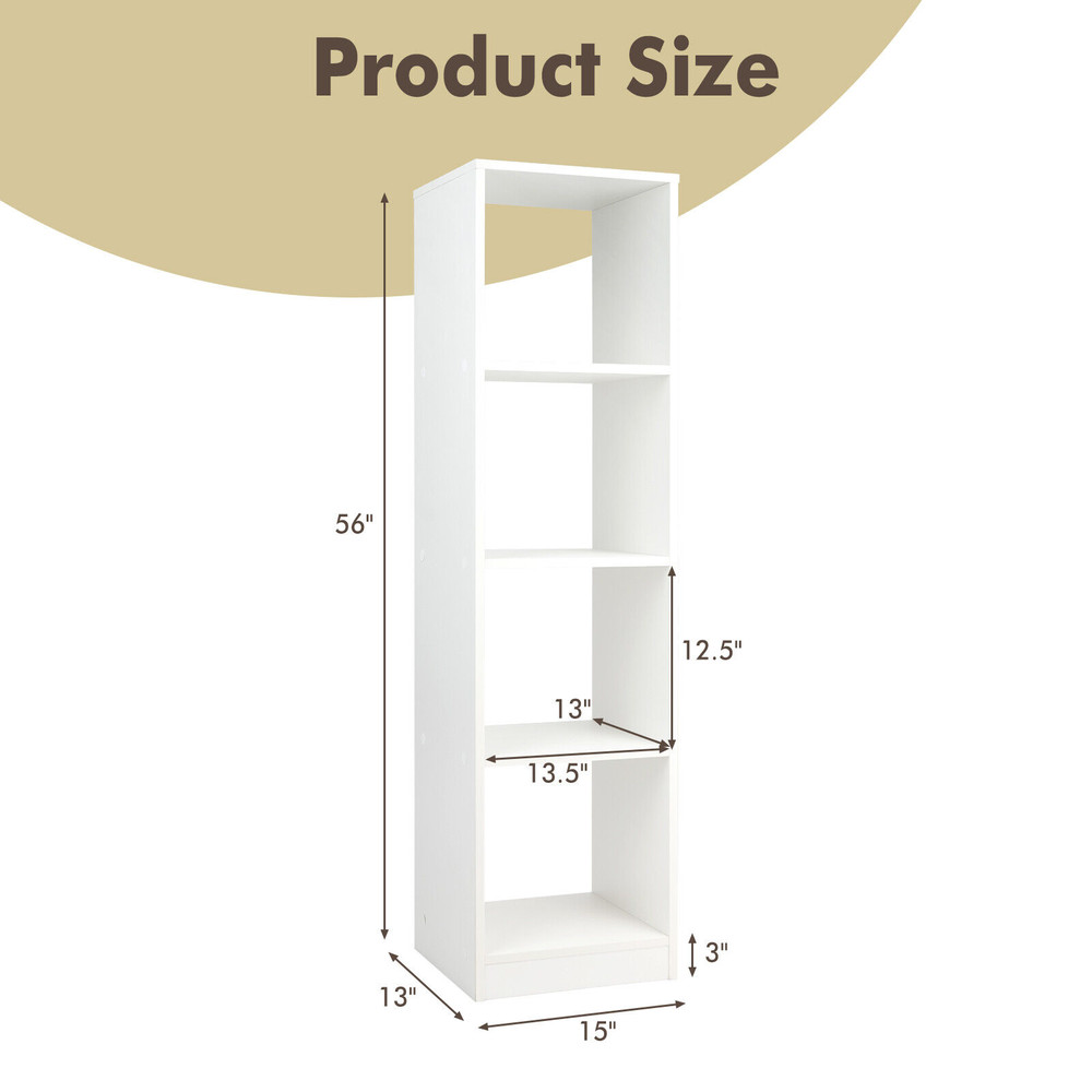 Slim 4Cube Bookshelf With 4 AntiTip Kits 5Tier Organizer For Small Spaces 6