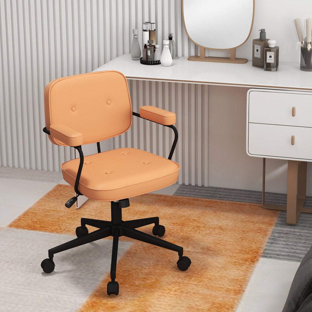 PU Leather Office Chair with Rocking Backrest & Ergonomic Armrest, Adjustable Height Executive Chair